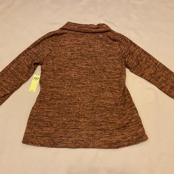 Pink & Black Heathered Cowl V-Neck Sweater, XL - Picture 3 of 4